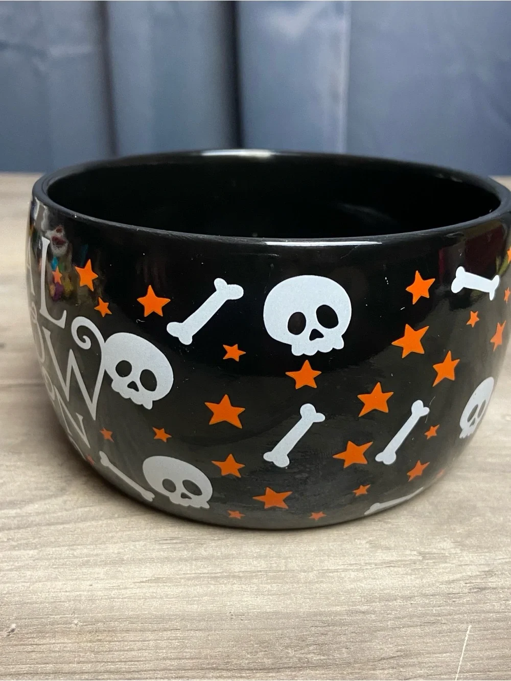 Holiday Home Halloween‎ Skull & Bones Black Ceramic Mug